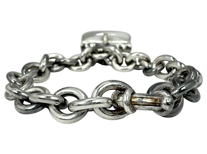 Bracciale a catena con motivo borsa manico Bamboo GUCCI Argento - vista 3
