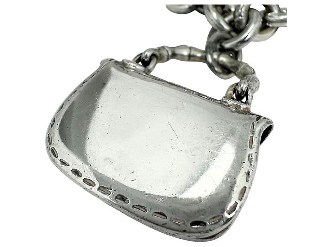 Bracciale a catena con motivo borsa manico Bamboo GUCCI Argento - vista 6
