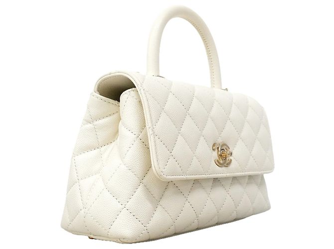 Borsa Chanel in pelle di vitello martellata bianca Bianco - vista 2