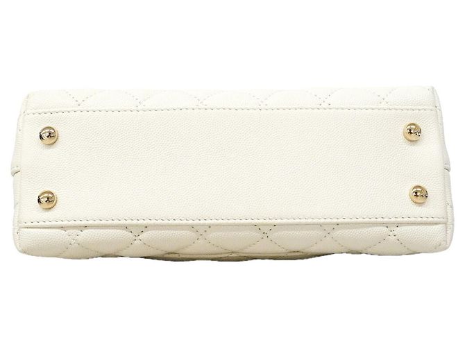 Borsa Chanel in pelle di vitello martellata bianca Bianco - vista 3