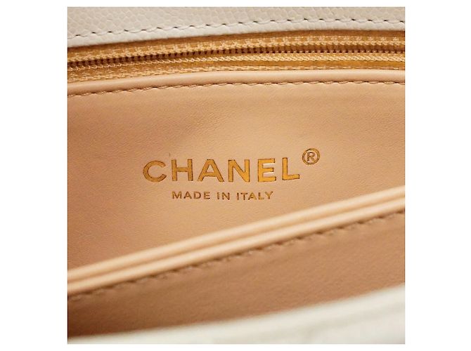 Borsa Chanel in pelle di vitello martellata bianca Bianco - vista 5
