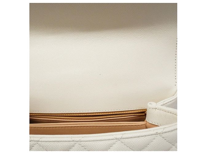 Borsa Chanel in pelle di vitello martellata bianca Bianco - vista 9