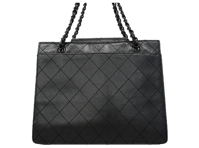 Borsa Tote Chanel in pelle di vitello martellata nera Nero - vista 14
