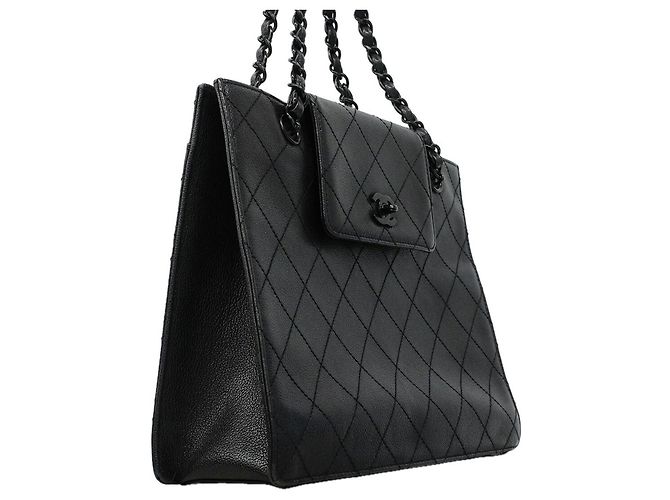 Borsa Tote Chanel in pelle di vitello martellata nera Nero - vista 2
