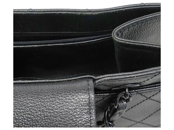 Borsa Tote Chanel in pelle di vitello martellata nera Nero - vista 9