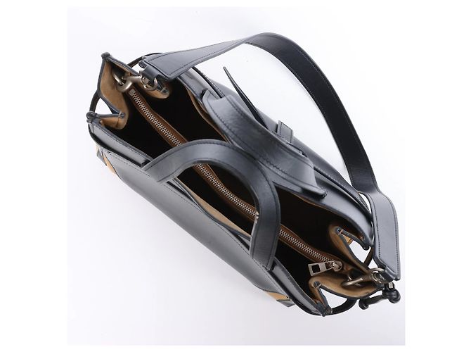 LOEWE Gate Top Handle Leder 2Way Handtasche in Schwarz Braun - Ansicht 7