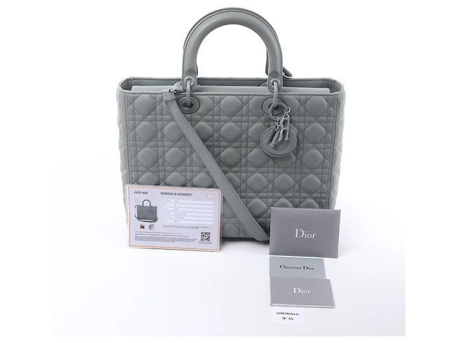 Autre Marque Borsa a mano 2Way Lady Dior Large in pelle Cannage Grigia Grigio - vista 17