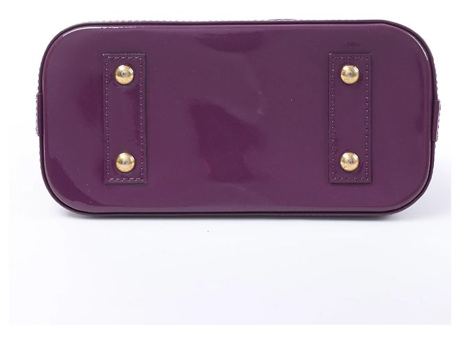 Borsa Louis Vuitton Alma BB Monogram Vernis in Purple Porpora - vista 8