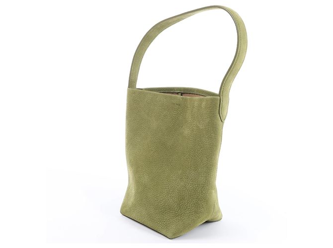 Borsa a tracolla in pelle The Row Park Tote Small in Green Beige - vista 2