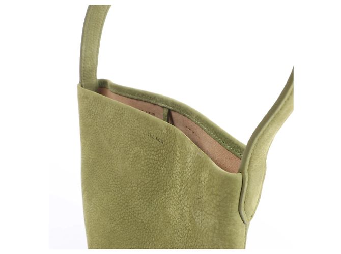 Borsa a tracolla in pelle The Row Park Tote Small in Green Beige - vista 3