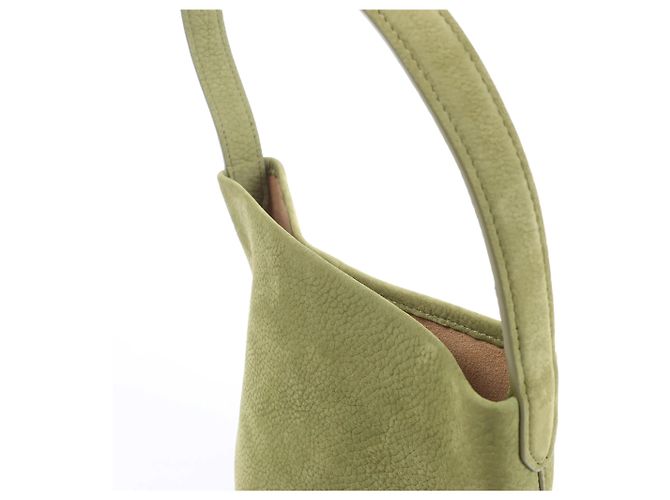 Borsa a tracolla in pelle The Row Park Tote Small in Green Beige - vista 5