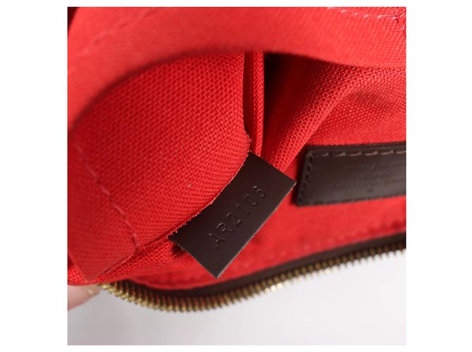 Borsa a tracolla Louis Vuitton Duomo Hobo Damier Ebene in marrone Rosso - vista 13