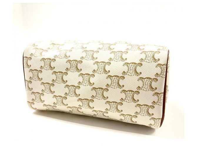 Céline Bolsa de Ombro Celine Triomphe Small Boston Marrom Branco - vista 4