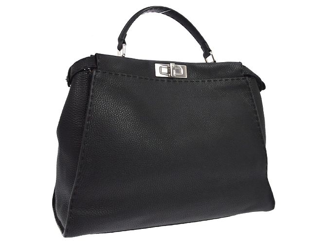 Fendi Selleria Peekaboo in pelle Medium Nero - vista 2