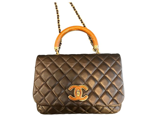 Borsa Satchel 2018 Chanel Quilted Lambskin "Knock on Wood" - vista 2