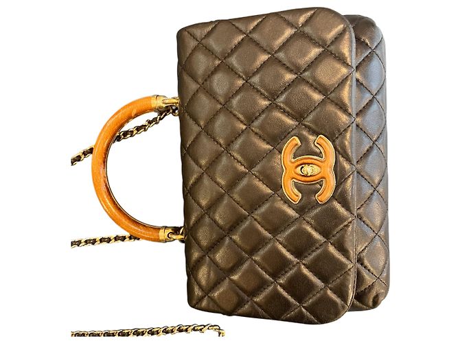 Borsa Satchel 2018 Chanel Quilted Lambskin "Knock on Wood" - vista 3