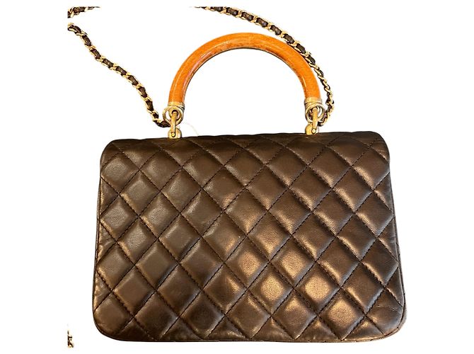 Borsa Satchel 2018 Chanel Quilted Lambskin "Knock on Wood" - vista 4