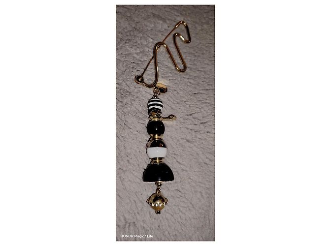 Max Mara Brosche mit Perlen in Gold-Optik Schwarz Weiß Golden - Ansicht 5