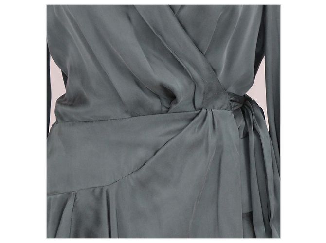 Vestido mini cruzado evasé de seda verde oscuro Zimmermann - vista 4