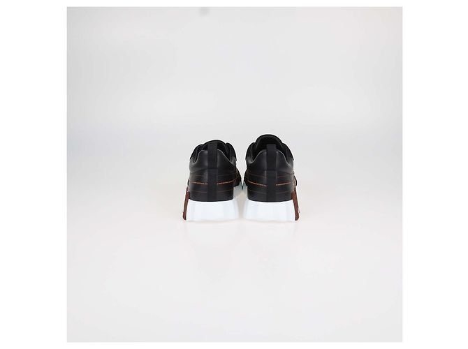 Hermès Baskets Bouncing Hermes en cuir et daim noir surpiqué - vue 5