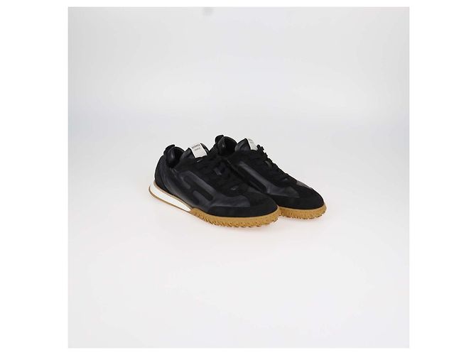 Hermès Baskets Jet Hermes en cuir et daim noir - vue 2