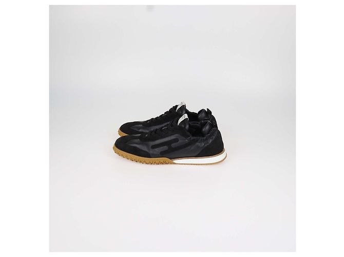 Hermès Baskets Jet Hermes en cuir et daim noir - vue 4