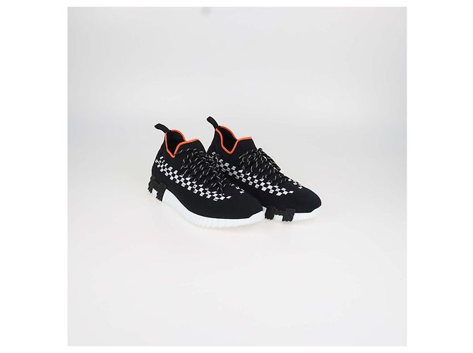 Hermès Sneakers slip-on Hermes Black, White Knit Fabric Braided Bolduc Flex Nero Bianco - vista 2