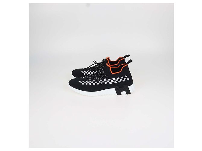 Hermès Sneakers slip-on Hermes Black, White Knit Fabric Braided Bolduc Flex Nero Bianco - vista 4