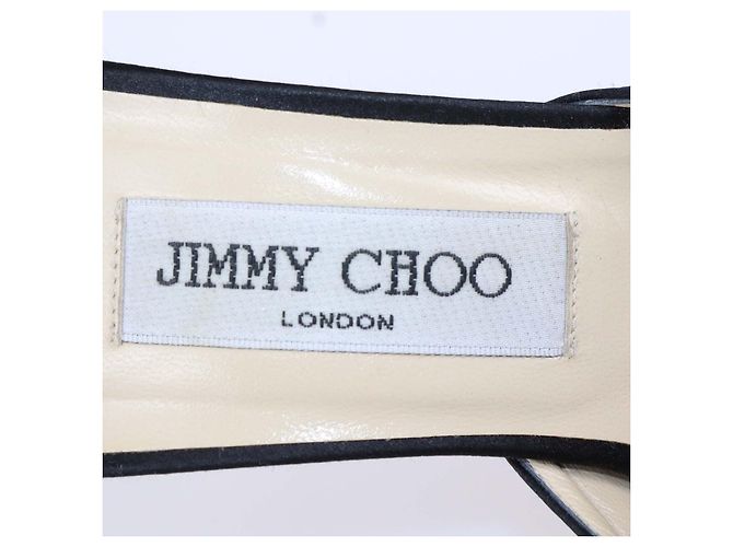 Sandálias slide Jimmy Choo em cetim preto com laço - vista 6