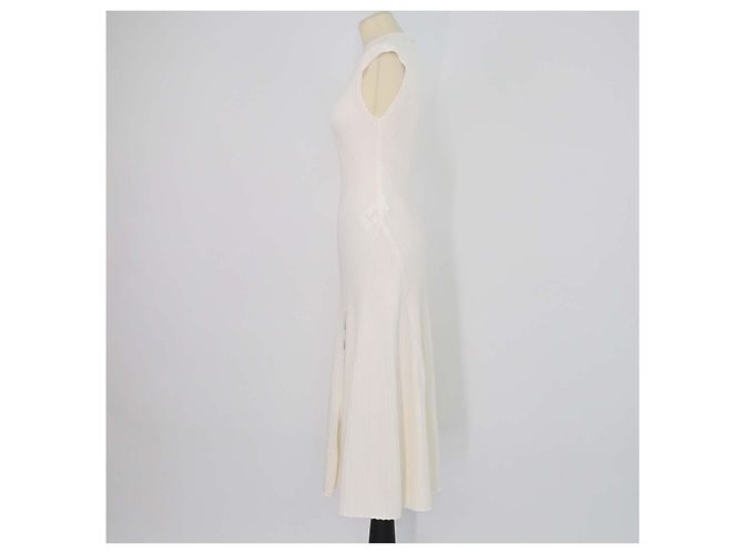 Maje Amour ärmelloses Midi-Kleid aus Viskosemischung-Rippstrick in Creme Roh - Ansicht 2
