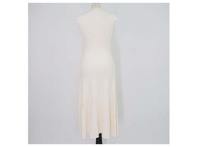 Maje Amour ärmelloses Midi-Kleid aus Viskosemischung-Rippstrick in Creme Roh - Ansicht 3