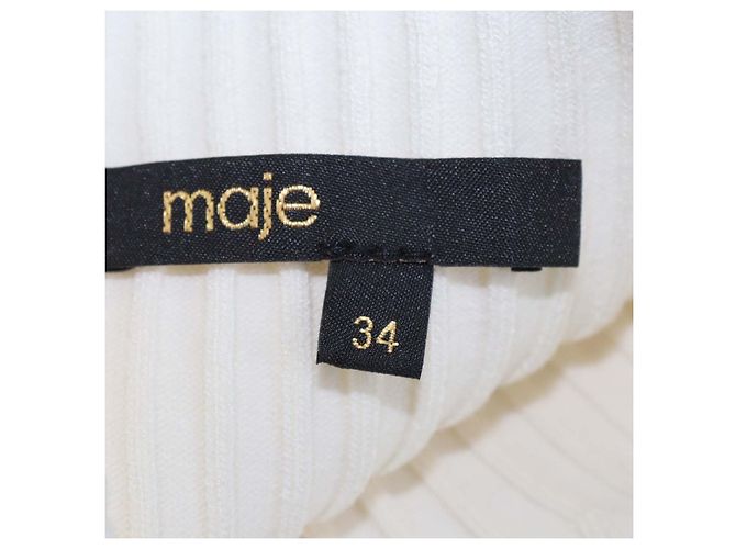Maje Amour ärmelloses Midi-Kleid aus Viskosemischung-Rippstrick in Creme Roh - Ansicht 5