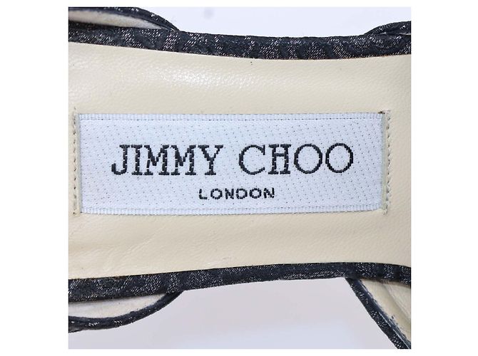 Sandali Jimmy Choo in tessuto broccato nero con fiocco - vista 6
