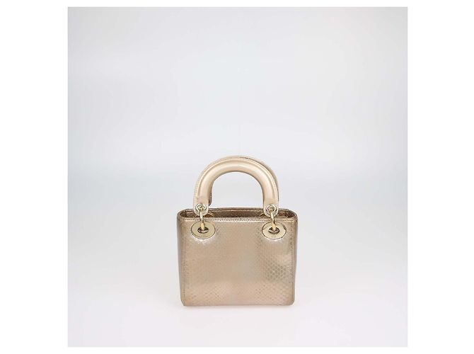 Mini borsa Lady Dior in pitone oro Christian Dior - vista 3