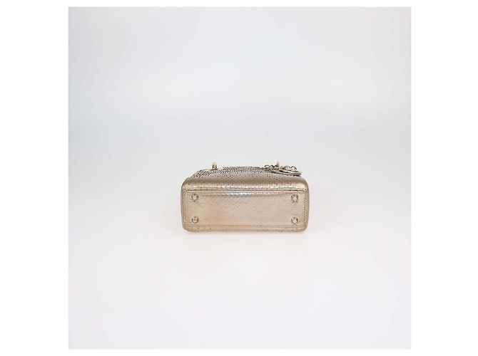 Mini borsa Lady Dior in pitone oro Christian Dior - vista 4