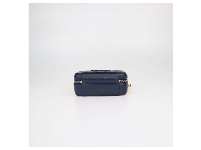 Chanel Piccola borsa vanity in pelle caviar matelassé blu navy e nera Nero - vista 4