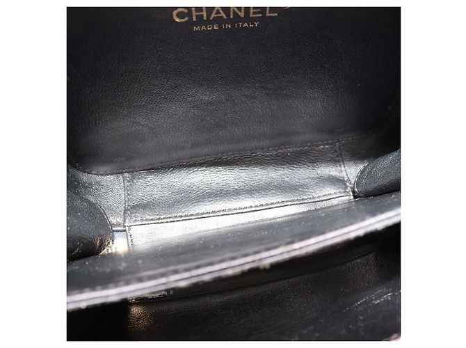 Chanel Piccola borsa vanity in pelle caviar matelassé blu navy e nera Nero - vista 6