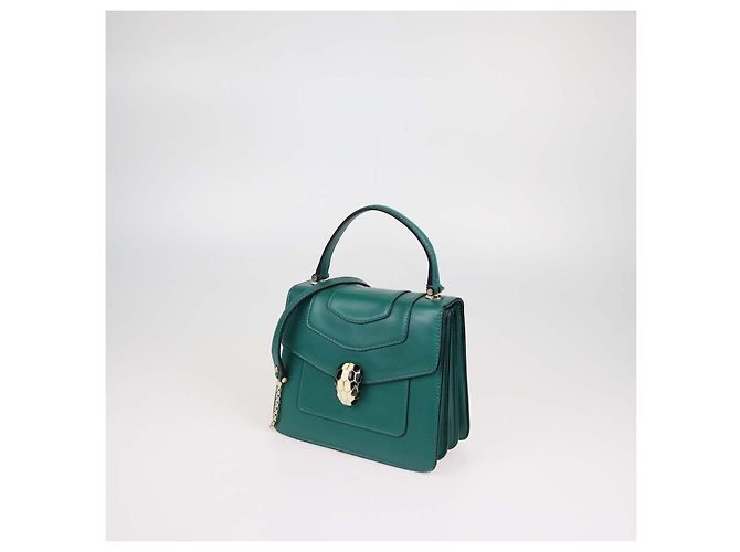Bulgari Borsa Bvlgari Serpenti Forever Top Handle in pelle verde - vista 2