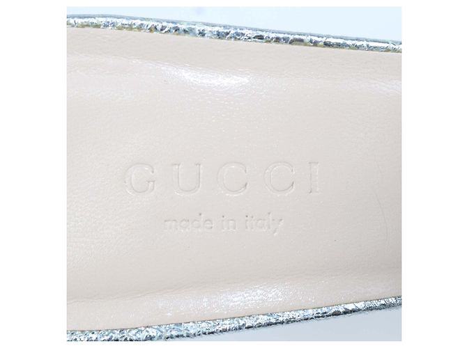 Mules Gucci GG Marmont con frange in pelle foil argento - vista 6