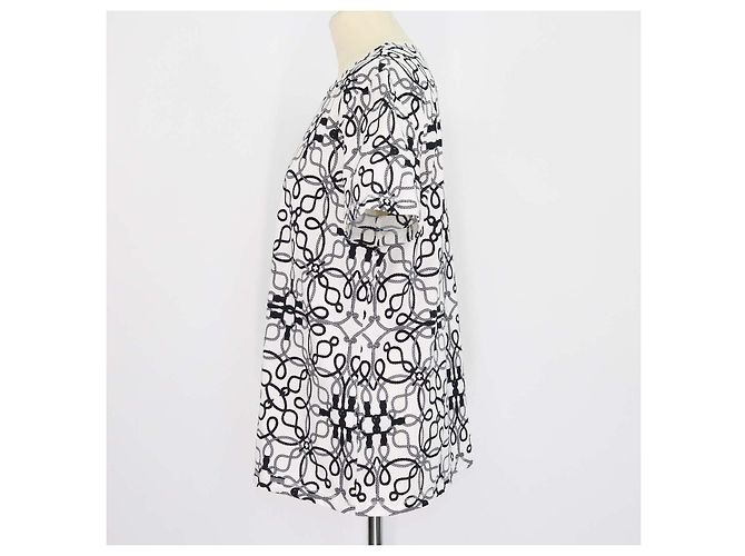 Hermès Camiseta Micro Cordeliers Piqures de algodón blanco y negro - vista 2