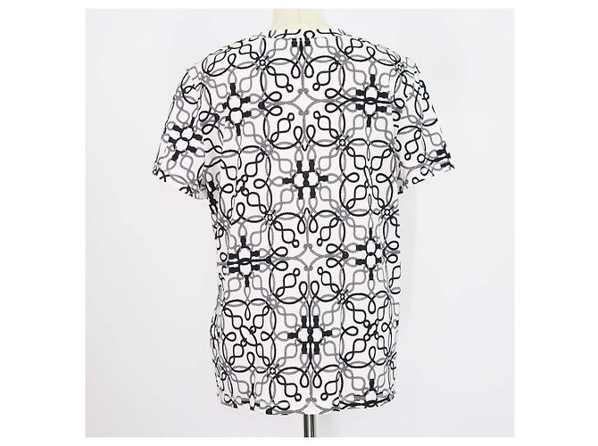 Hermès Camiseta Micro Cordeliers Piqures de algodón blanco y negro - vista 3