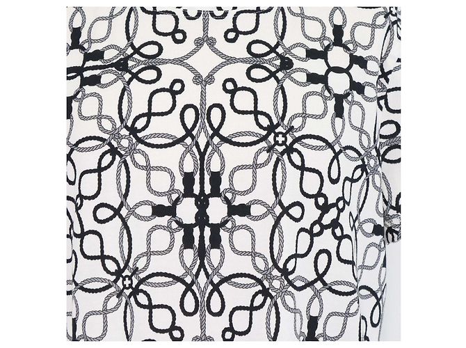 Hermès Camiseta Micro Cordeliers Piqures de algodón blanco y negro - vista 4