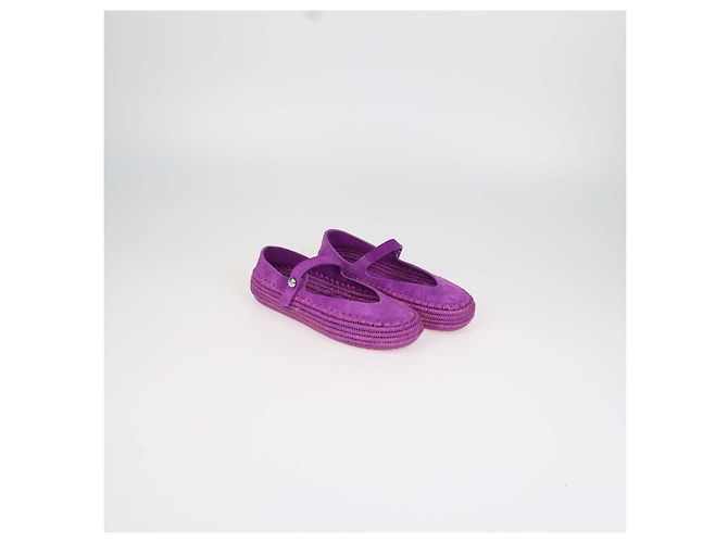 Sapatilhas Rio Mary Jane Loewe em camurça e ráfia Orchid Roxo - vista 2
