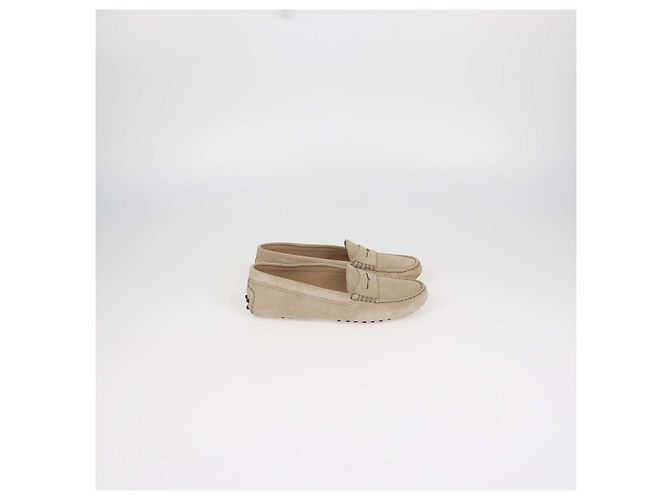 Autre Marque Mocassins Gommini Tod's Junior em camurça bege - vista 3