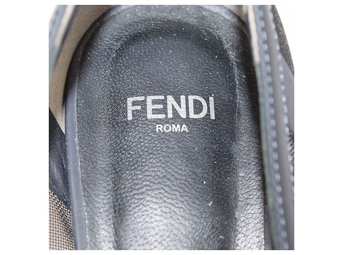 Décolleté Colibri Fendi Blu Navy, Mesh Nero e Pelle con Punta Sottile - vista 6