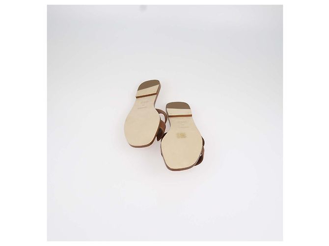 Hermès Sandali Oran in pelle Box calf Gold Hermes Marrone - vista 7