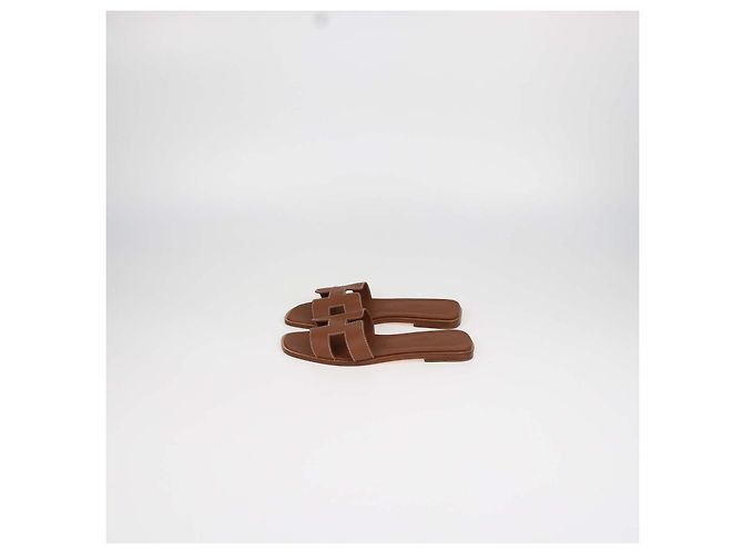 Hermès Sandali Oran in pelle Box calf Gold Hermes Marrone - vista 4