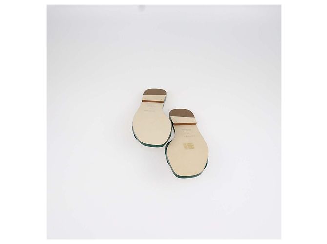 Hermès Sandali Oran Hermes in pelle Epsom Vert Oyat Verde - vista 7