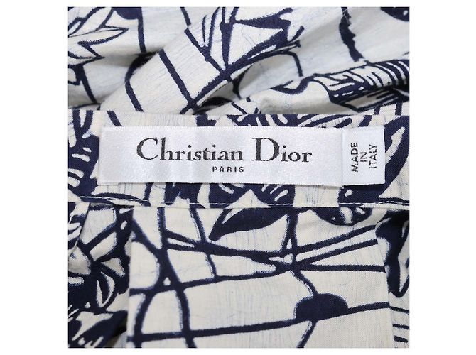 Falda midi estampada de algodón azul marino y blanco roto Christian Dior - vista 5