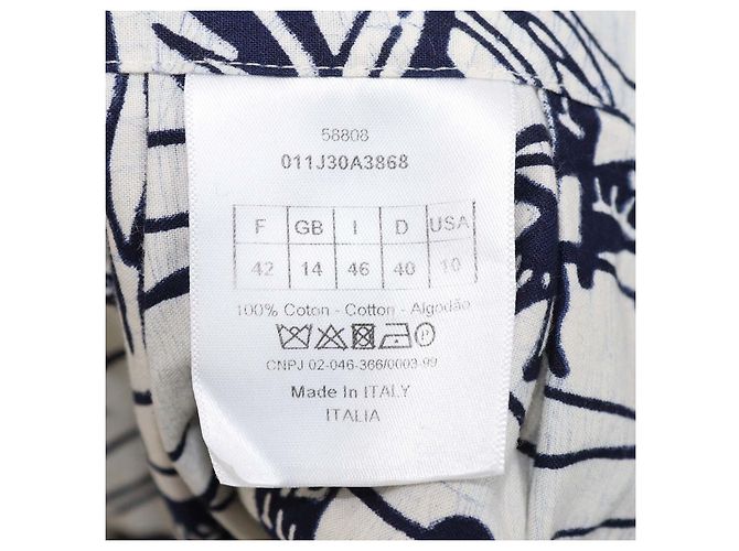 Falda midi estampada de algodón azul marino y blanco roto Christian Dior - vista 6